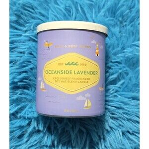 Bath & Body Works Oceanside Lavender Single Wick 8oz Candle With Lid